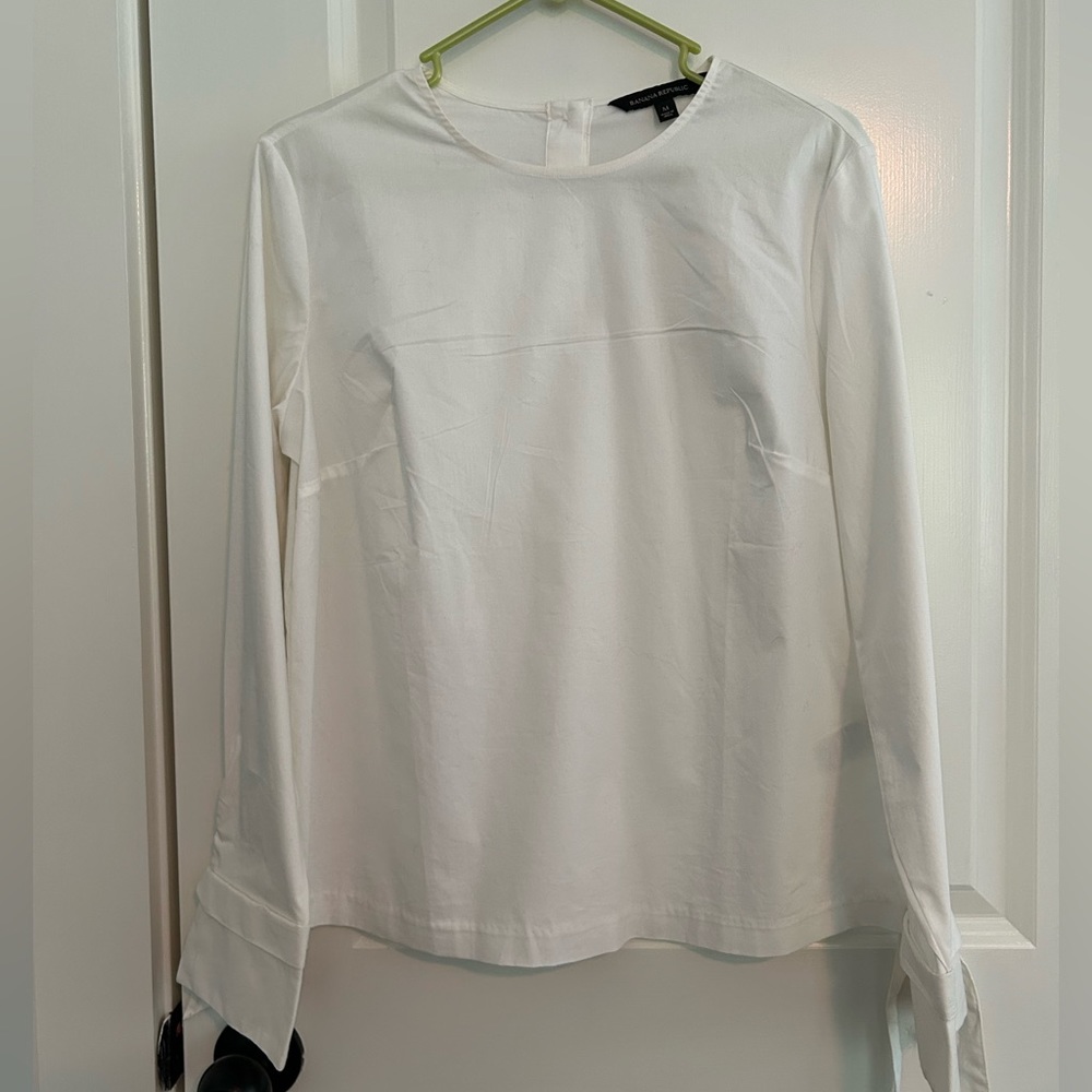 Banana Republic White Long Sleeve Pullover Blouse Size Medium
